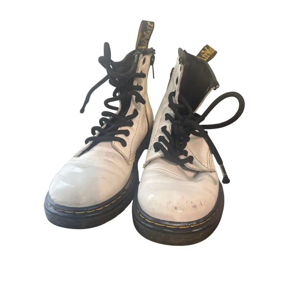 Dr. Martens Kids' 1460 White Leather Boots 1